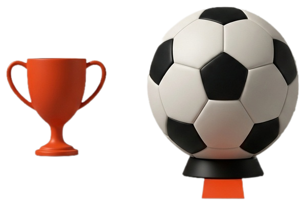 Illustration of a trophy and a football