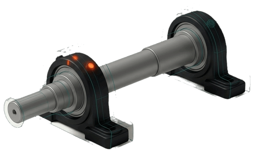 Illustration of a shaft on two bearings