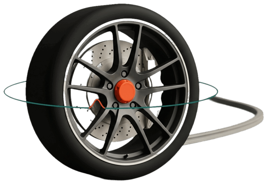 Illustration of a wheel hub and brake disc