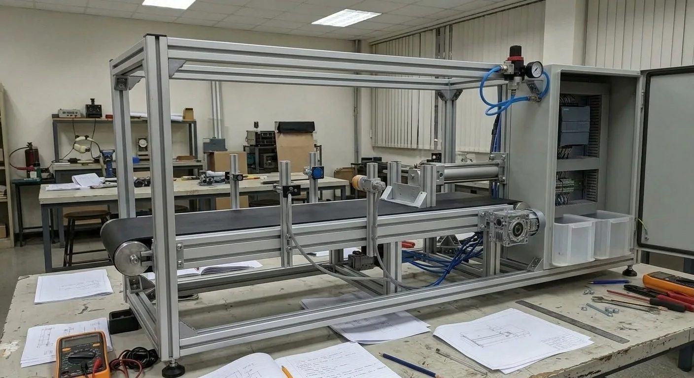 The finished rig with its control cabinet
